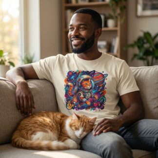 Astronaut Cat Illustration T-Shirt lifestyle photo