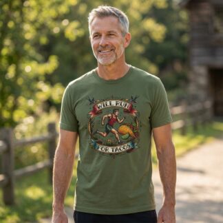 Will Run for Tacos T-Shirt lifestyle photo