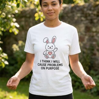 Cute Mischievous Bunny I Think I Will Cause Problems On Purpose T-Shirt lifestyle photo