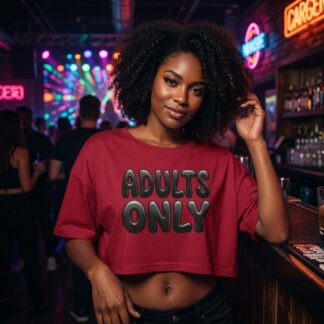 Adults Only bubble text Crop Tee lifestyle photo