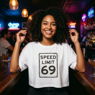 Speed Limit 69 Sign Crop Tee lifestyle photo