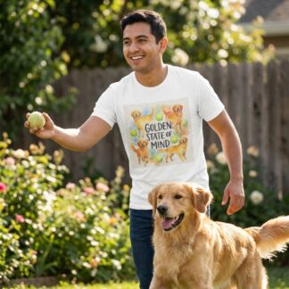 Golden State of Mind Golden Retrievers T-Shirt lifestyle photo