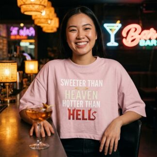 Sweeter Than Heaven Hotter Than Hells Crop Tee lifestyle photo