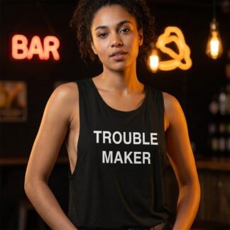 TROUBLE MAKER Women's Flowy Scoop Muscle Tank lifestyle photo