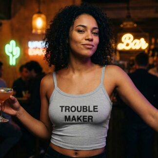 Trouble Maker Tank Spaghetti Strap Crop Top lifestyle photo