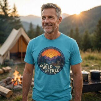 Wild and Free Mountain Sunset T-Shirt lifestyle photo