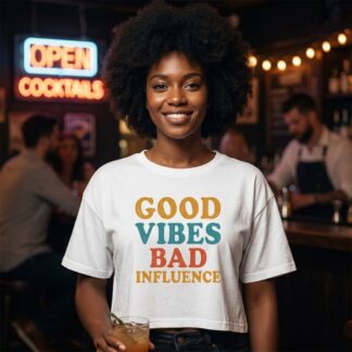 Good Vibes Bad Influence Crop Tee lifestyle photo