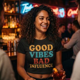 Good Vibes Bad Influence Baby Tee lifestyle photo