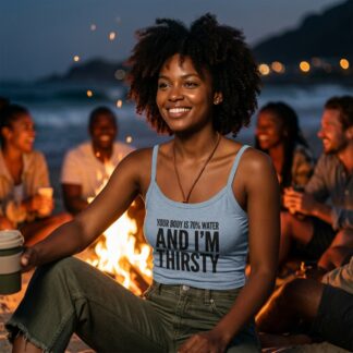 Your Body Is 70% Water And I'm Thirsty spaghetti strap crop tank top lifestyle photo