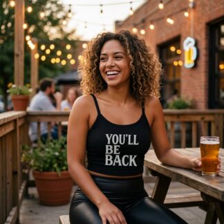 You'll Be Back spaghetti strap crop tank top lifestyle photo