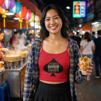I'm Your Gambling Problem Spaghetti Strap Crop Tank Top lifestyle photo
