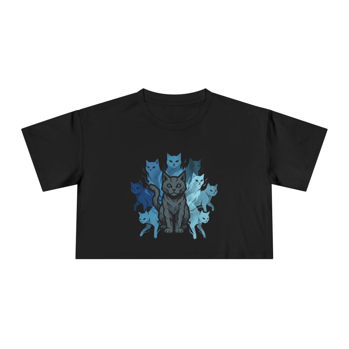 9 Lives of a Cat crop tee | Mystic Cat Illustration - Image 2
