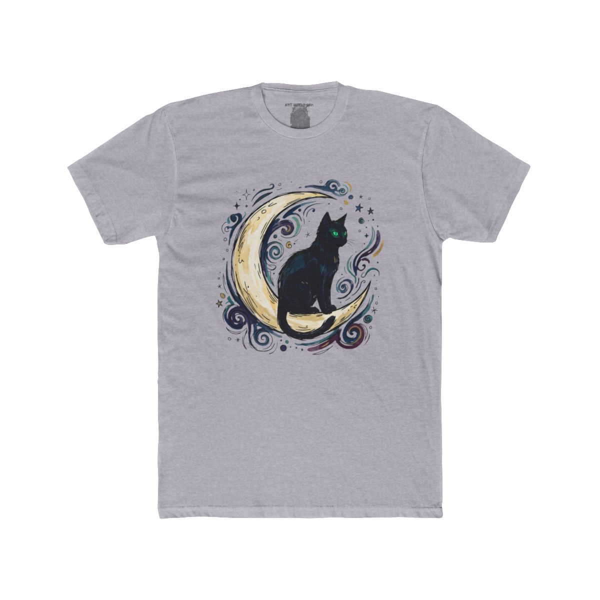 Black Cat on Crescent Moon T-Shirt | Mystical Cat Moon Tee