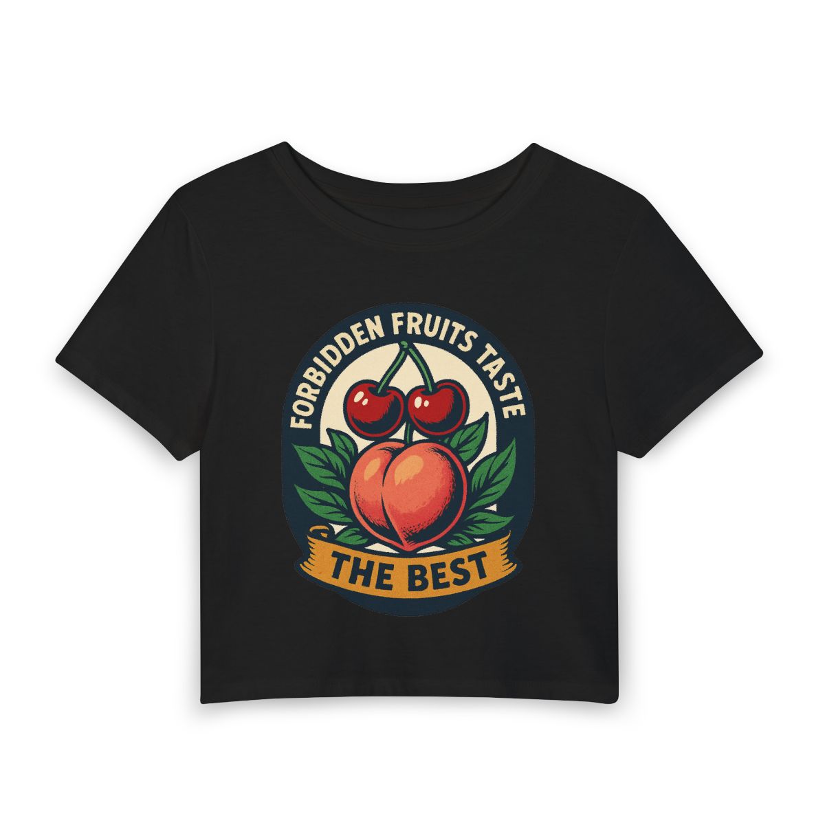 Forbidden Fruits peach and cherries baby tee | Crop Top - Image 3