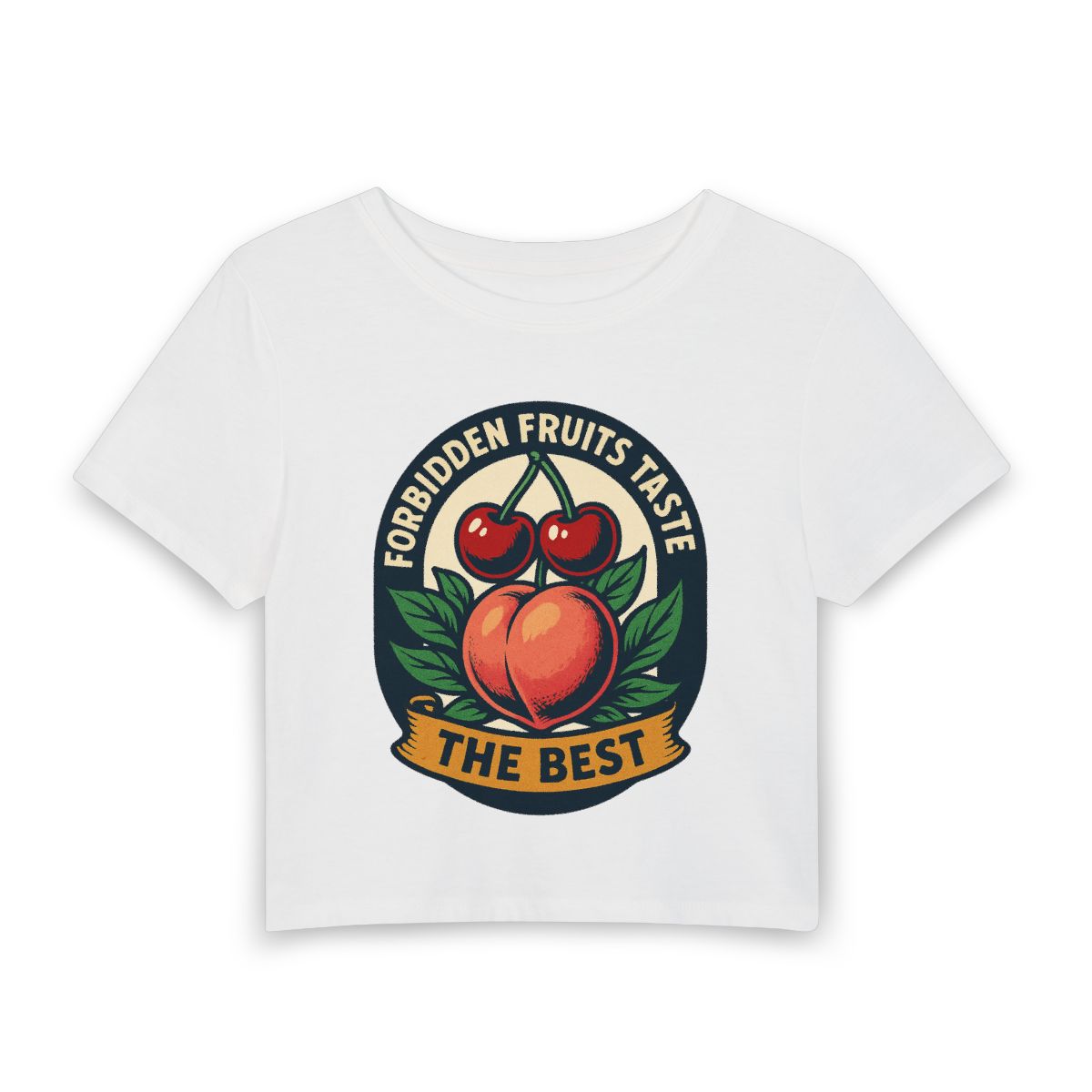 Forbidden Fruits peach and cherries baby tee | Crop Top - Image 5