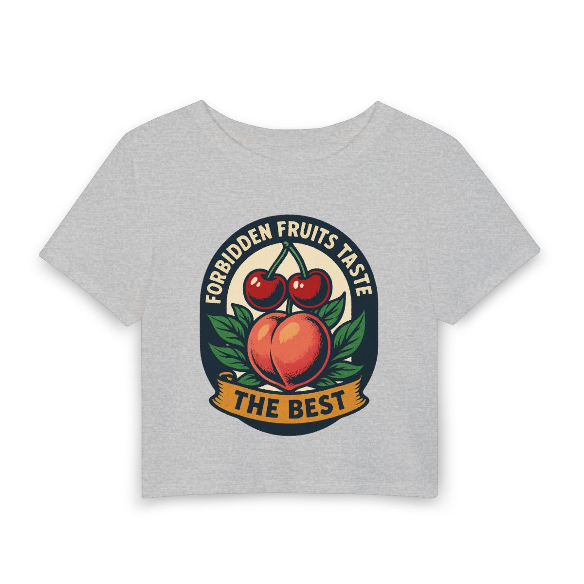 Forbidden Fruits peach and cherries baby tee | Crop Top - Image 2