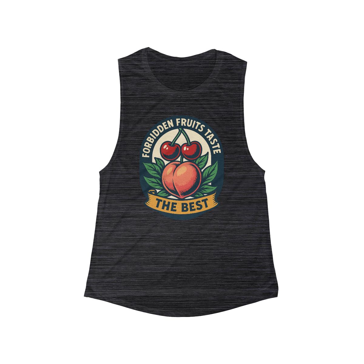 Forbidden Fruits Taste the Best flowy scoop tank top | Peach & Cherry graphic - Image 4