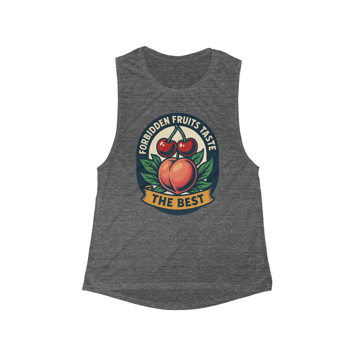 Forbidden Fruits Taste the Best flowy scoop tank top | Peach & Cherry graphic - Image 2