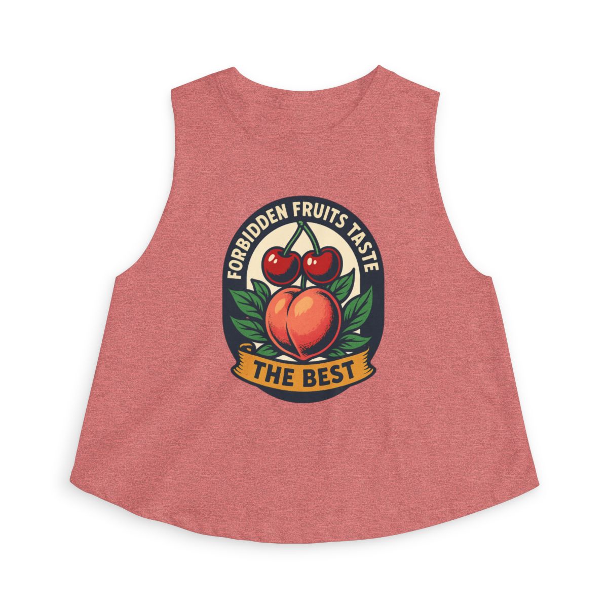 Forbidden Fruits Taste The Best sleeveless crop top | Peach & Cherries fruit badge - Image 5