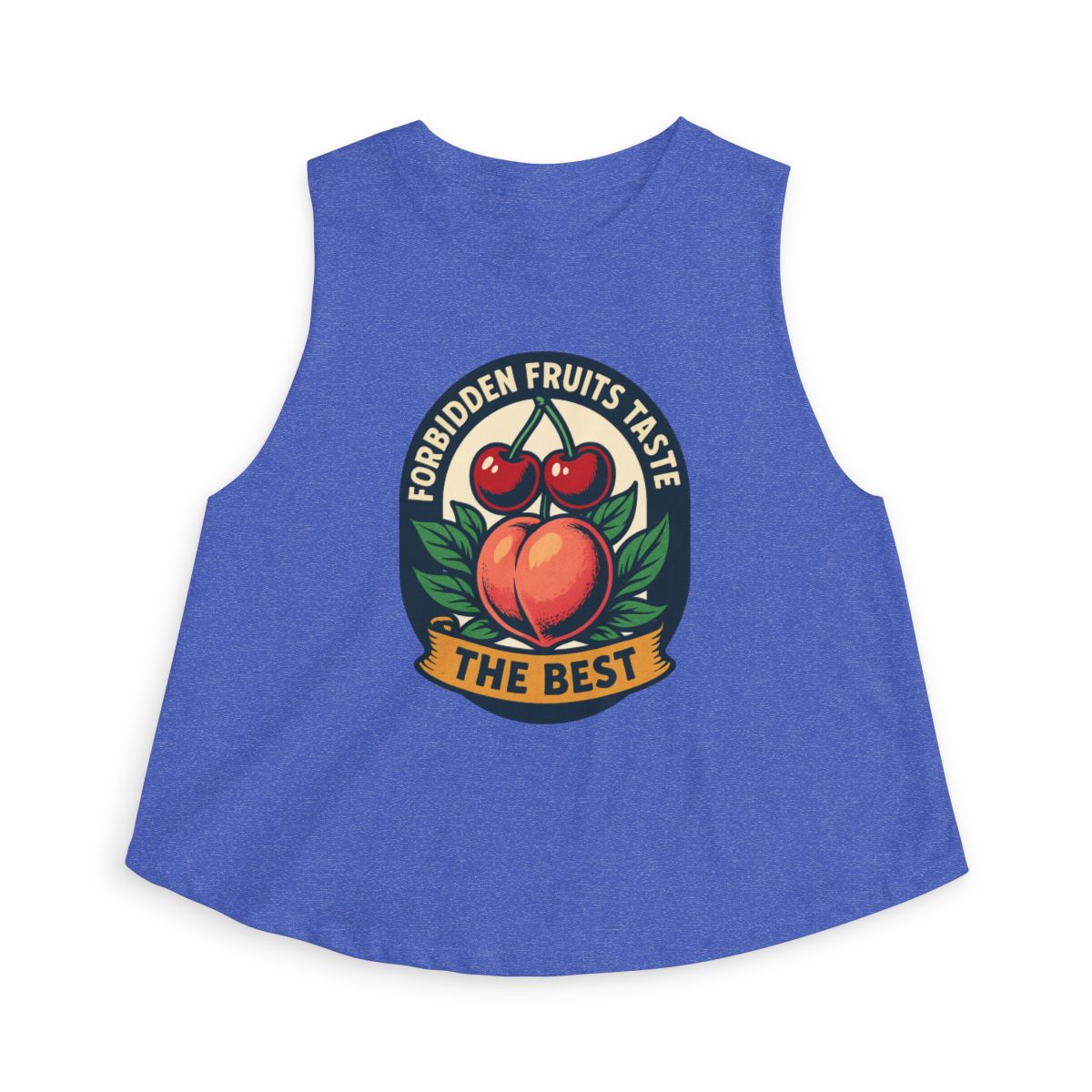 Forbidden Fruits Taste The Best sleeveless crop top | Peach & Cherries fruit badge - Image 6