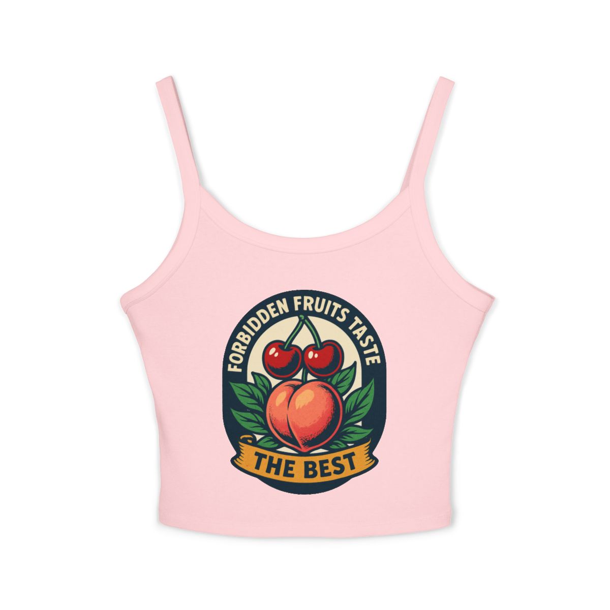 Forbidden Fruits Taste The Best spaghetti strap crop tank top | Peach Cherry graphic crop - Image 6
