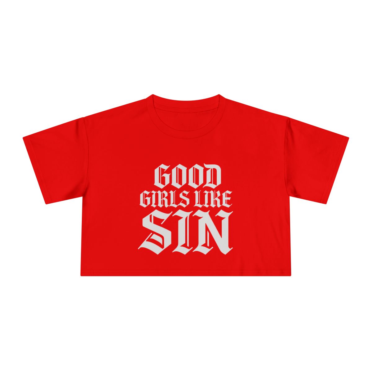 Good Girls Like Sin Crop Tee | Gothic Text Graphic Tee - Image 12