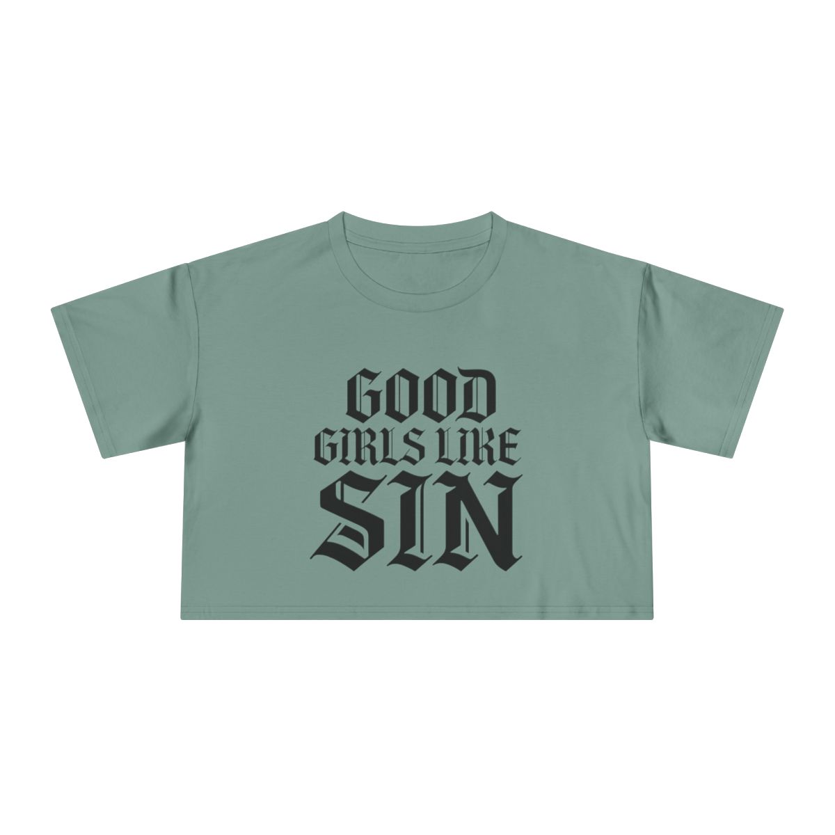 Good Girls Like Sin Crop Tee | Gothic Text Graphic Tee - Image 13