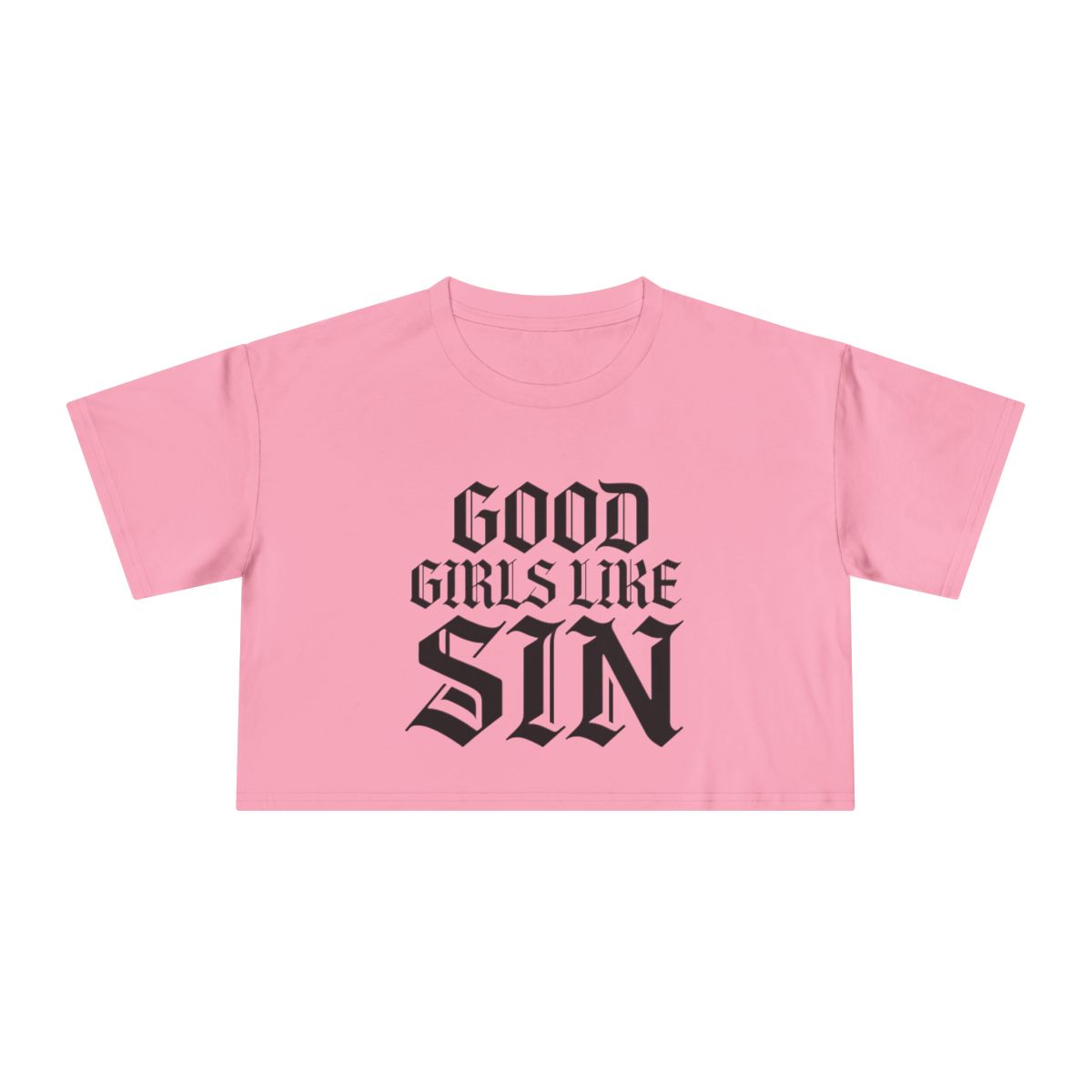Good Girls Like Sin Crop Tee | Gothic Text Graphic Tee - Image 4