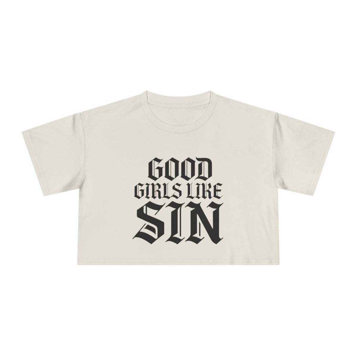 Good Girls Like Sin Crop Tee | Gothic Text Graphic Tee - Image 7