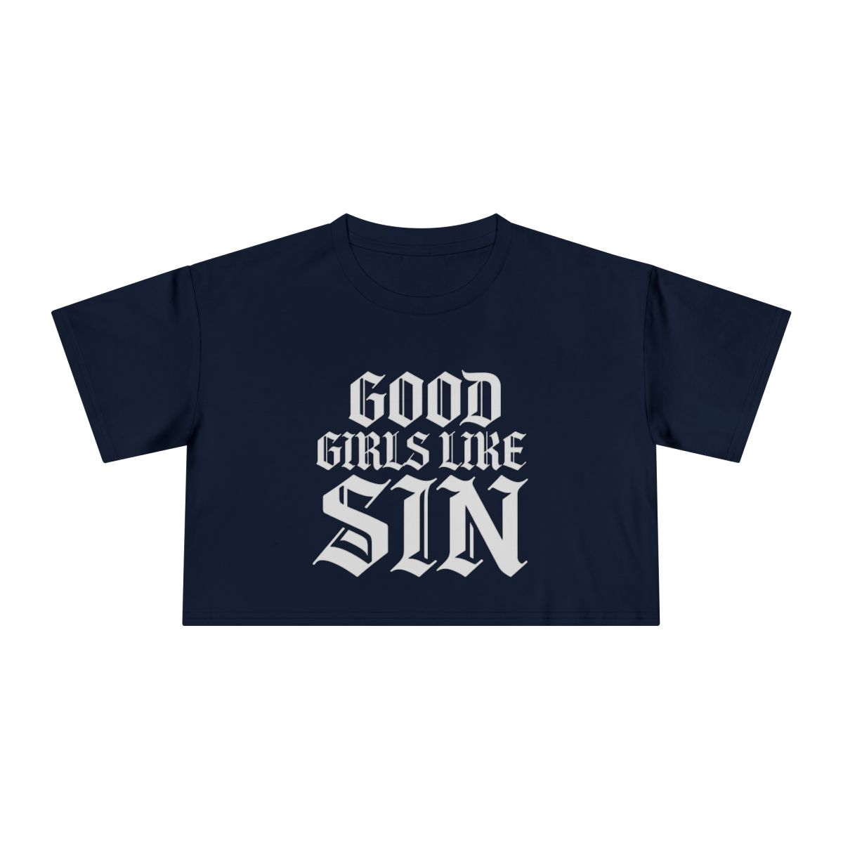 Good Girls Like Sin Crop Tee | Gothic Text Graphic Tee - Image 9