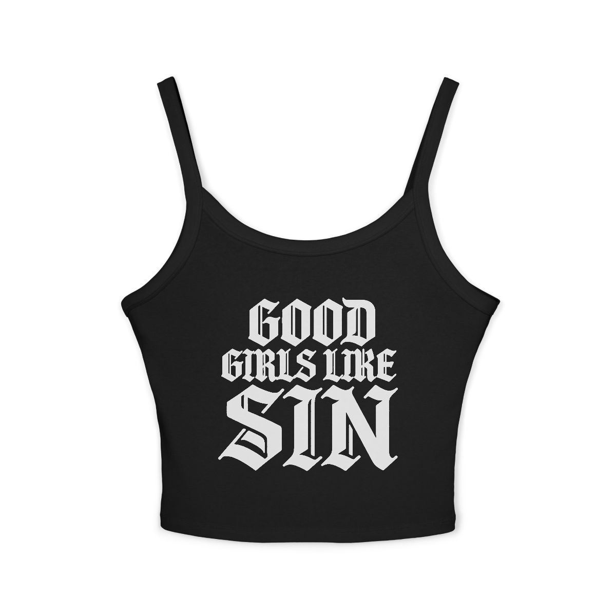 Good Girls Like Sin spaghetti strap crop tank top | Gothic lettering crop camisole - Image 4