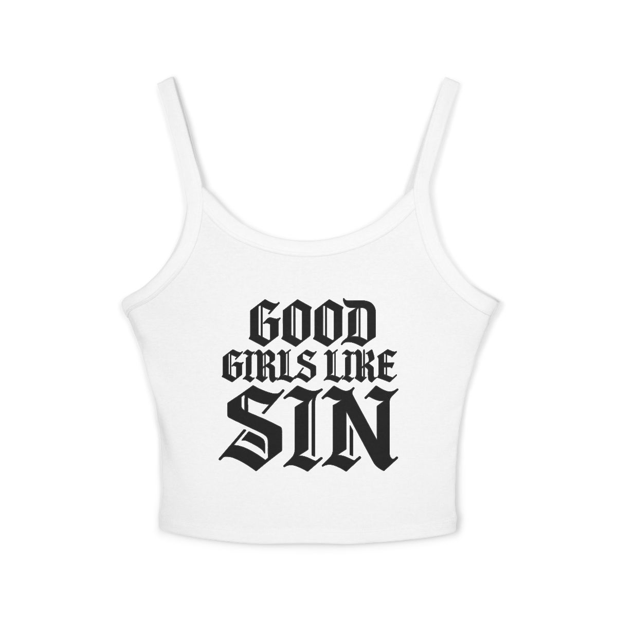 Good Girls Like Sin spaghetti strap crop tank top | Gothic lettering crop camisole - Image 8