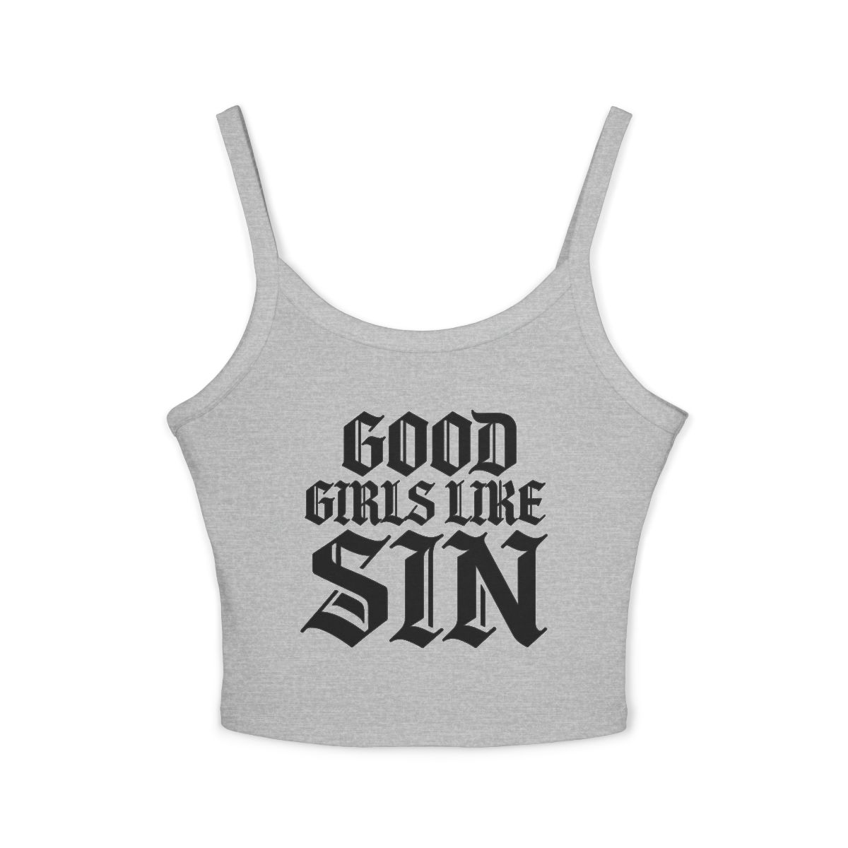 Good Girls Like Sin spaghetti strap crop tank top | Gothic lettering crop camisole - Image 2