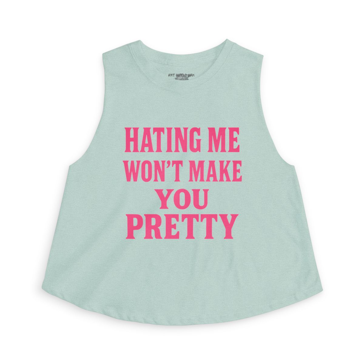 Hating Me Won't Make You Pretty Sleeveless Crop Top | Pink Slogan Tank - Image 4