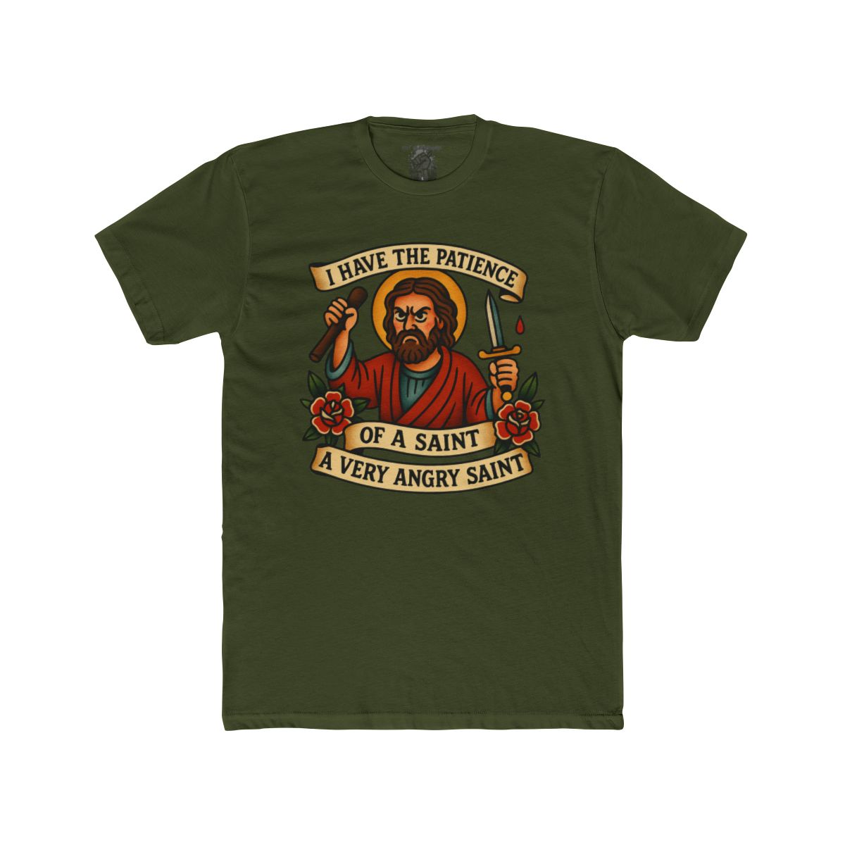 I Have The Patience of a Saint T-Shirt | Saint Illustration, Humorous Religious Tee - Image 11