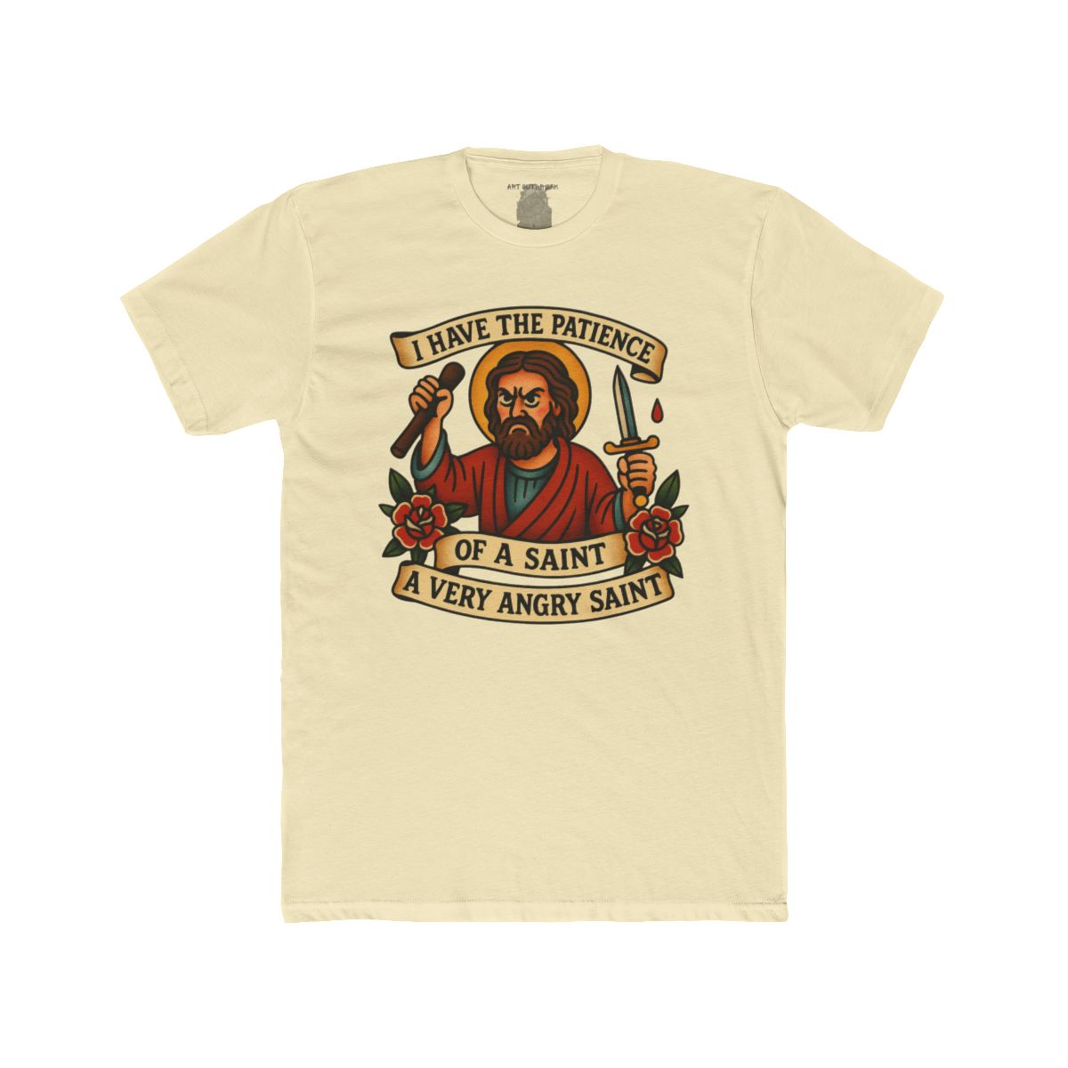 I Have The Patience of a Saint T-Shirt | Saint Illustration, Humorous Religious Tee - Image 12