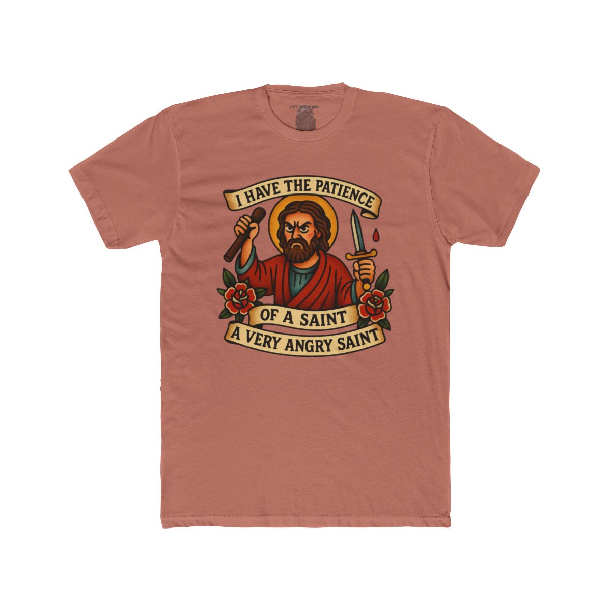 I Have The Patience of a Saint T-Shirt | Saint Illustration, Humorous Religious Tee - Image 5