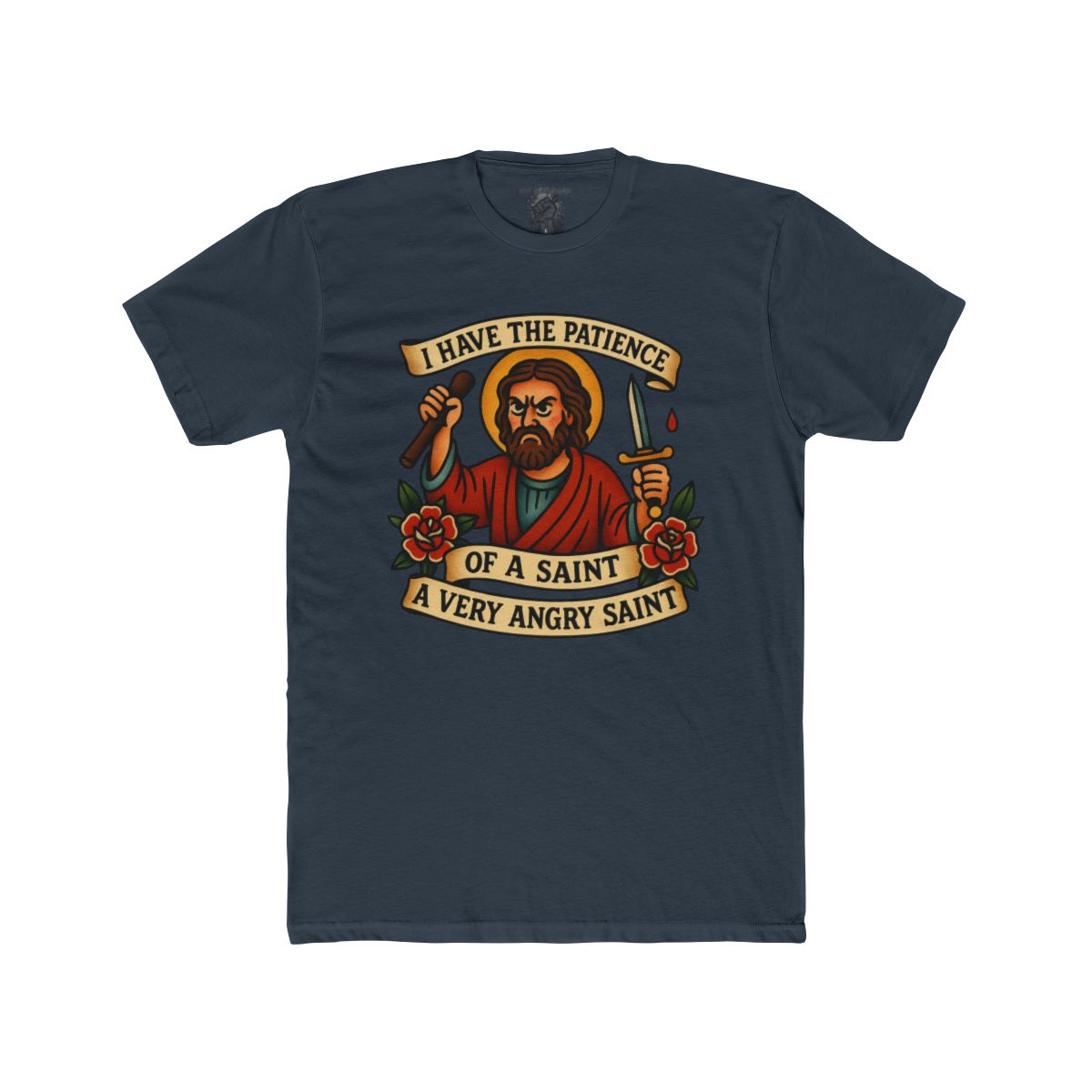 I Have The Patience of a Saint T-Shirt | Saint Illustration, Humorous Religious Tee - Image 6