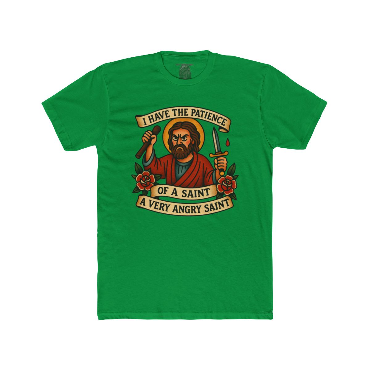 I Have The Patience of a Saint T-Shirt | Saint Illustration, Humorous Religious Tee - Image 7