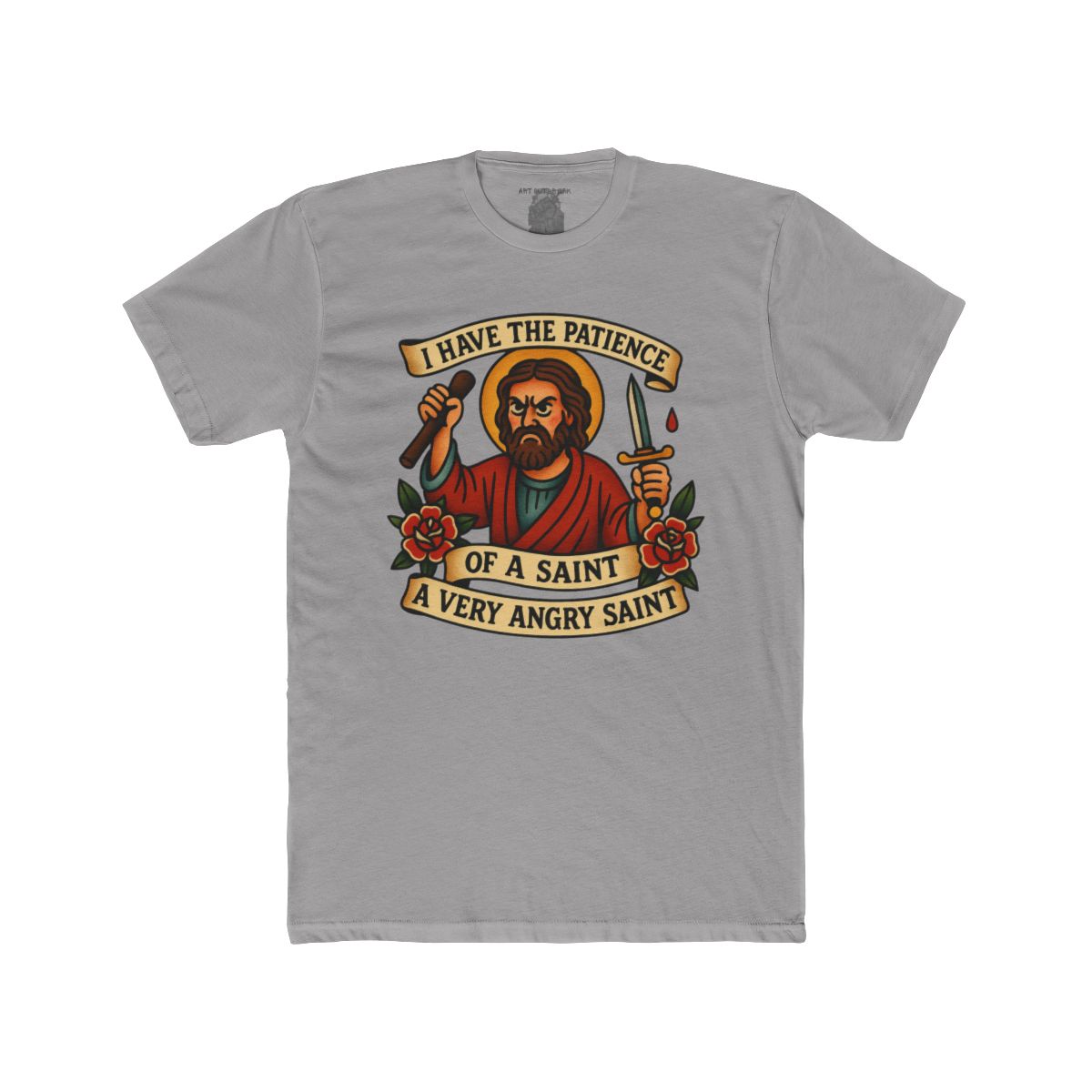 I Have The Patience of a Saint T-Shirt | Saint Illustration, Humorous Religious Tee - Image 9