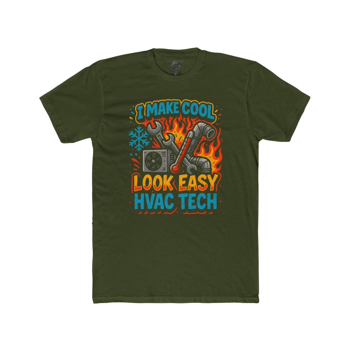 I Make Cool Look Easy HVAC Tech T-Shirt | HVAC Tools & Flame Graphic - Image 9