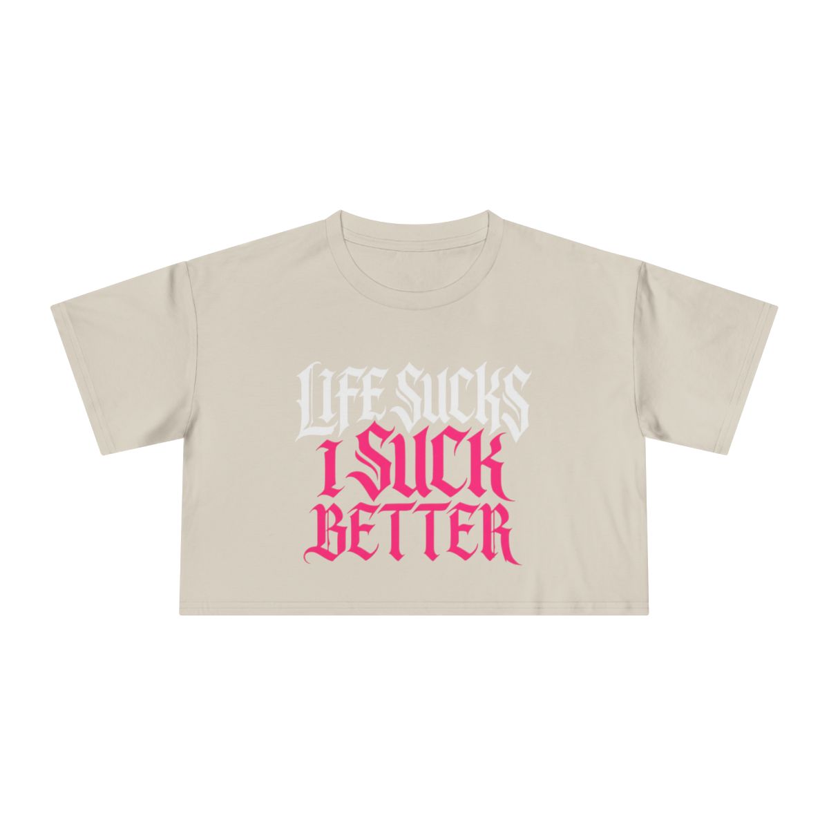 Life Sucks I Suck Better crop tee | Gothic slogan crop top, black - Image 3