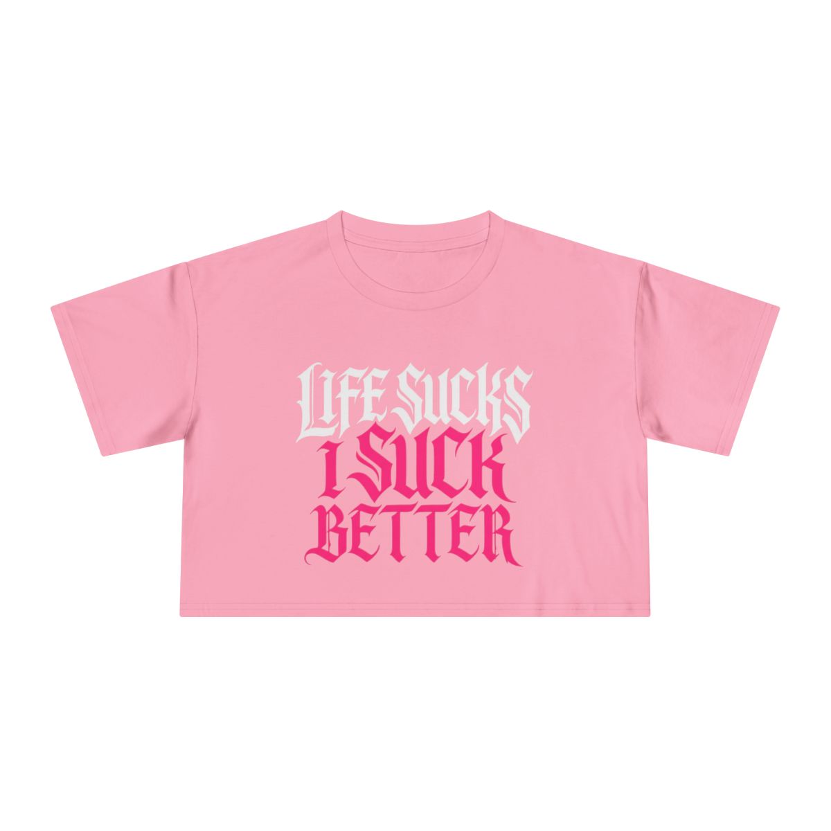 Life Sucks I Suck Better crop tee | Gothic slogan crop top, black - Image 4
