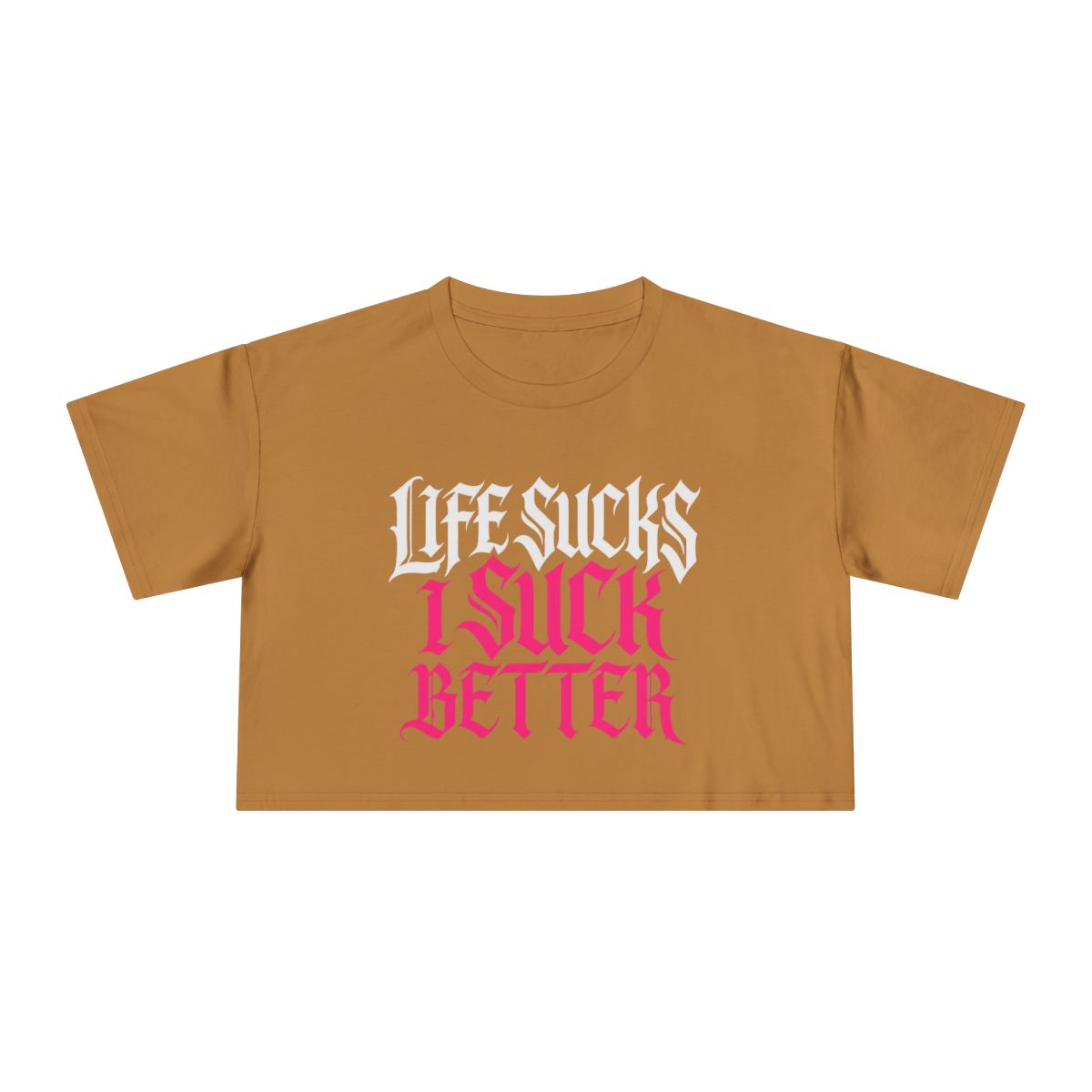 Life Sucks I Suck Better crop tee | Gothic slogan crop top, black - Image 5