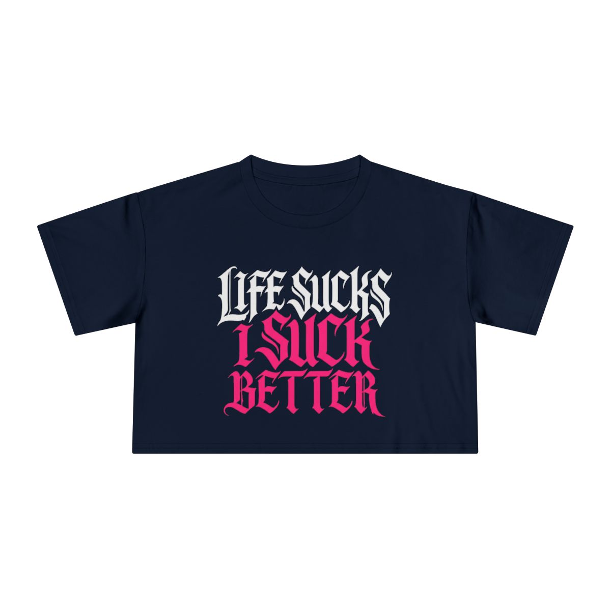Life Sucks I Suck Better crop tee | Gothic slogan crop top, black - Image 7