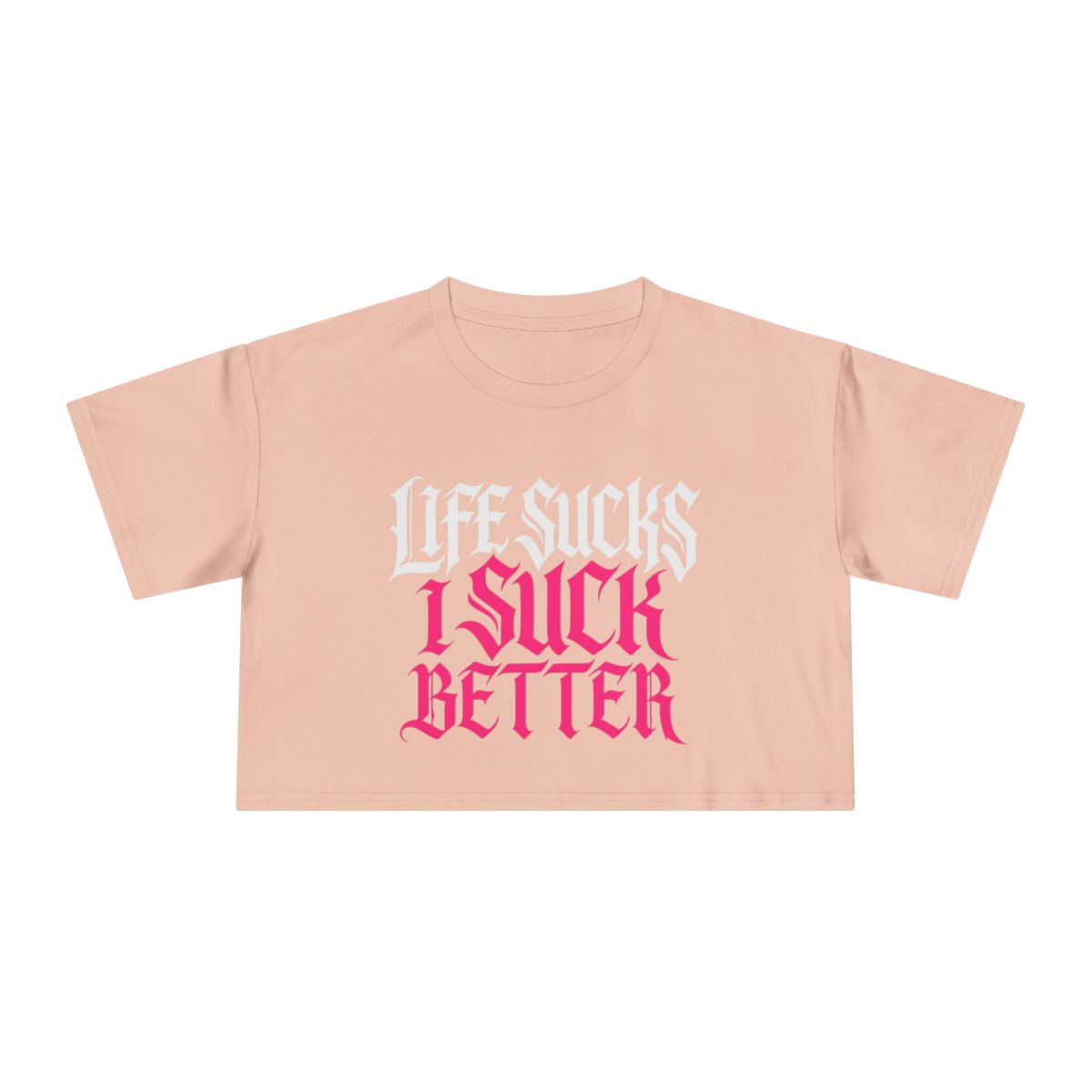Life Sucks I Suck Better crop tee | Gothic slogan crop top, black - Image 8