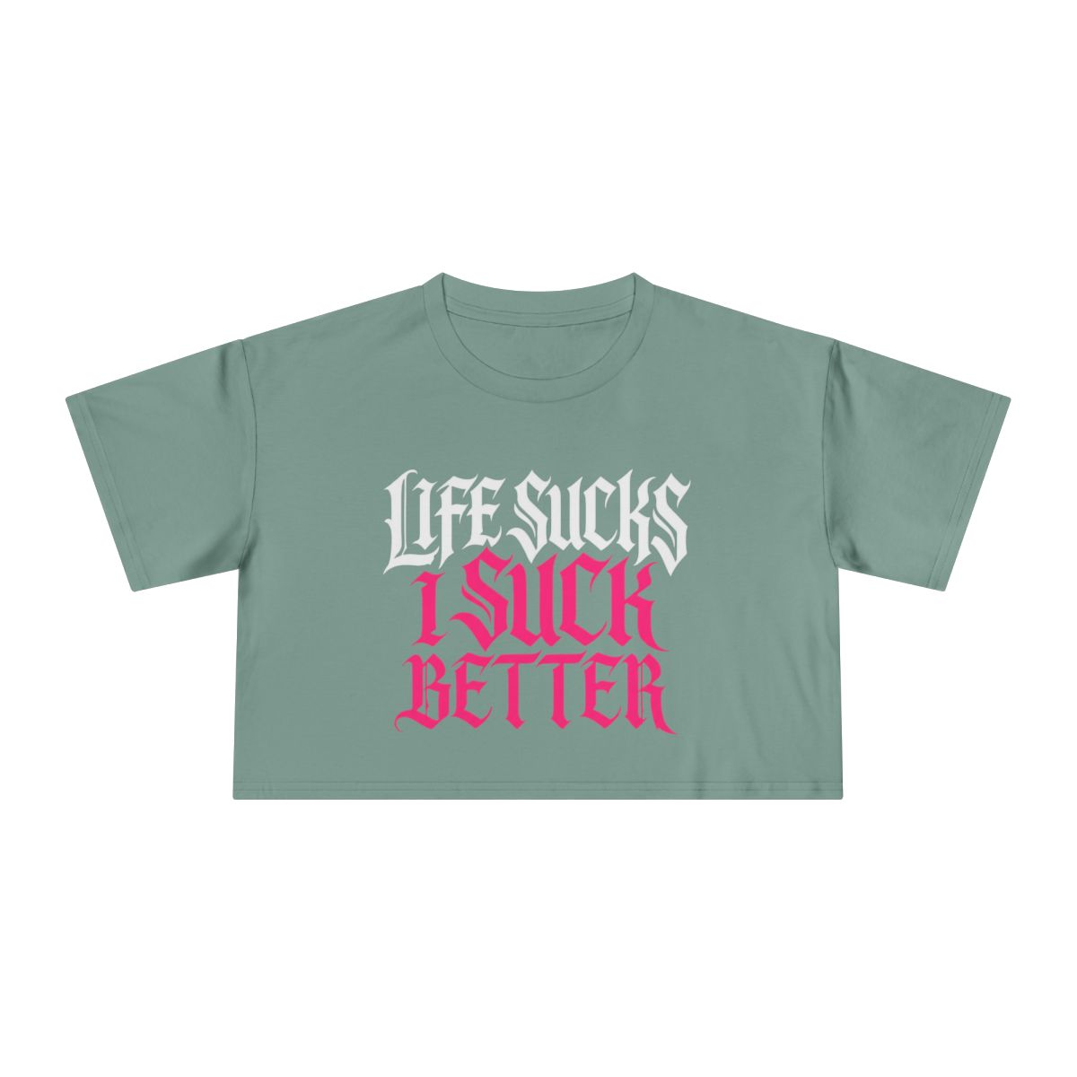 Life Sucks I Suck Better crop tee | Gothic slogan crop top, black - Image 9
