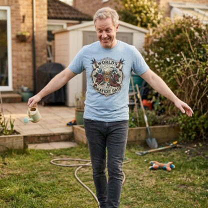 World's Okayest Dad T-Shirt lifestyle photo