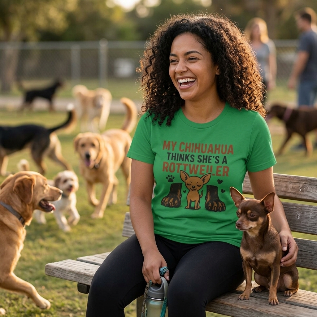 My Chihuahua Thinks She's a Rottweiler T-Shirt lifestyle photo