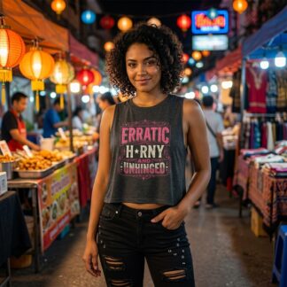 Erratic Horny and Unhinged Sleeveless Crop Top lifestyle photo